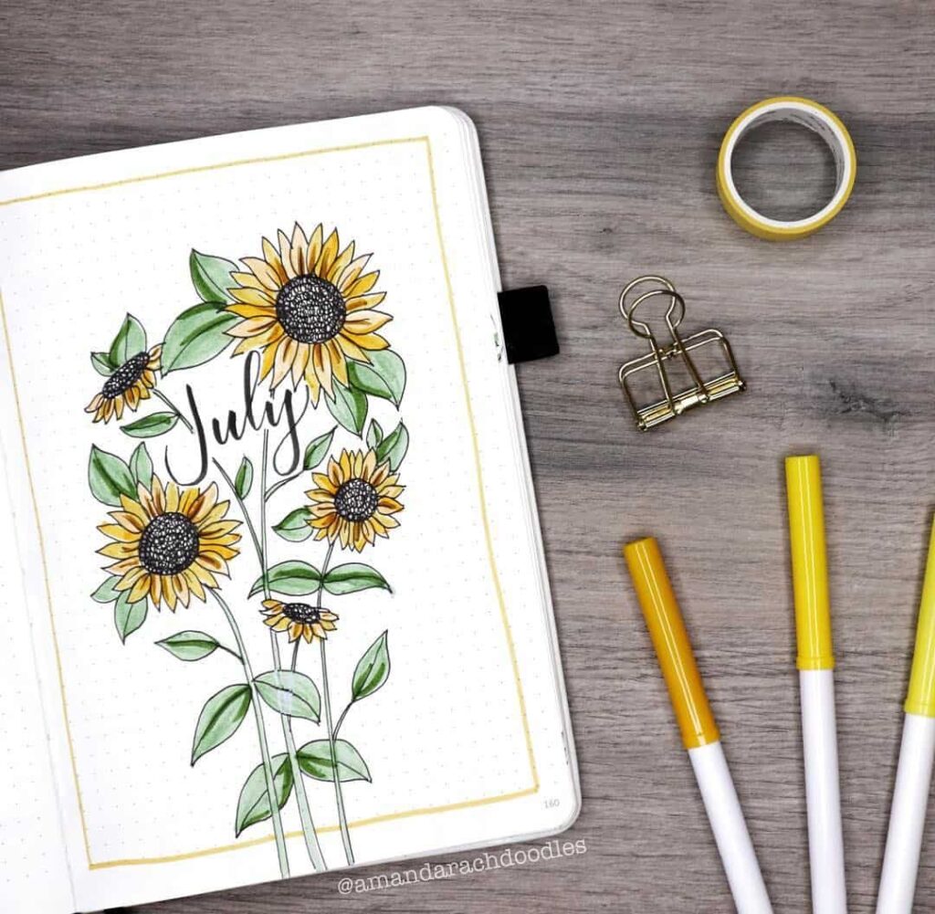 Sunflower Themed Bullet Journal Sticker Set – Amaya Jade and Co