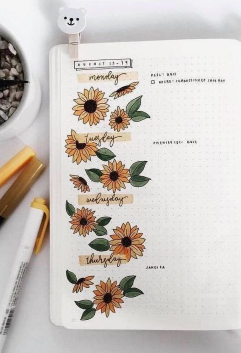 29 Sunflower Themed Bujo Spreads for Inspiration - atinydreamer