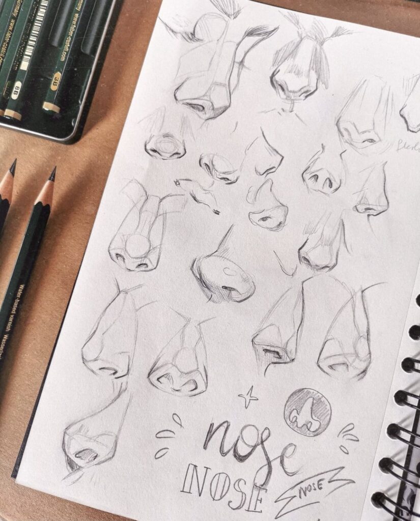 How to draw a nose from the front – 7 easy steps | RapidFireArt