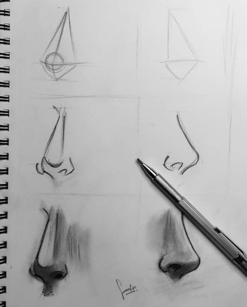 How to draw a nose(side view)easy step by step for beginners Drawing nose  easy tutorial with pencil - YouTube