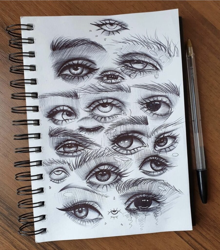 Realistic Eye Sketch with Girl Emotions Drawing by FA Creations