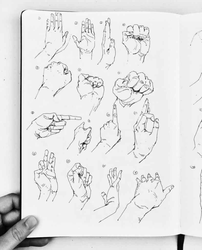 ArtStation - Hand pose sketch