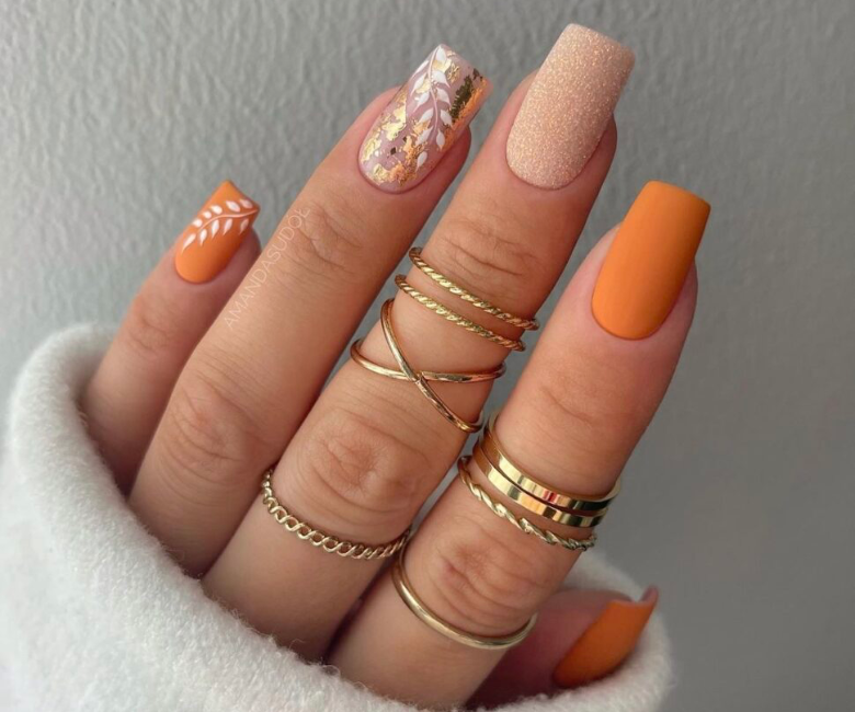 Orange Nails - Temu