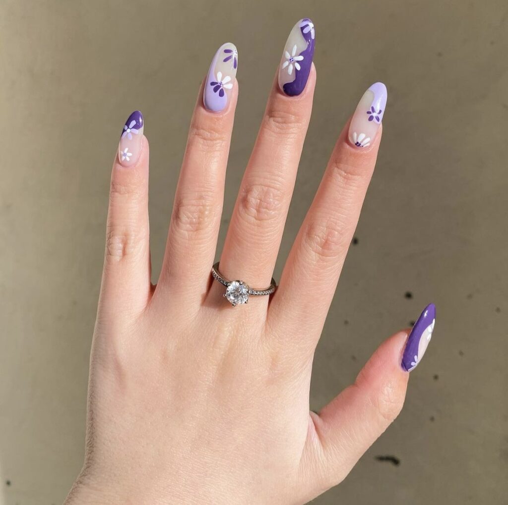 Purple French Tip Nails - Temu