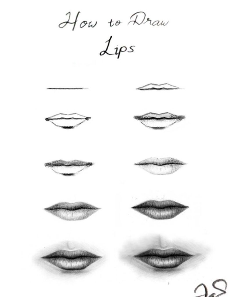 How to draw Lips by pencil step by step 