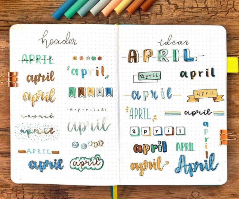 22 Best April Bujo Headers to replicate for Your Journal